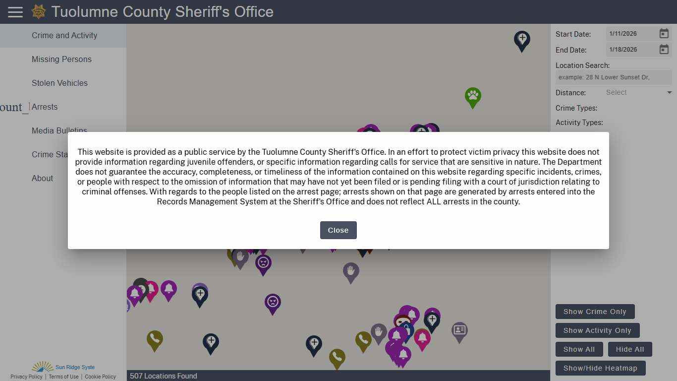 Tuolumne County Sheriff's Office - Crime & Activity